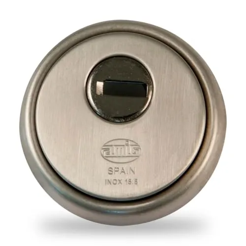 Amig - Schutzrosette Modell 31, 18/8 Edelstahl, verstärkter Körper aus gesintertem Stahl, bohrfest, Mattchrom, für Türen von mindestens 40 mm Dicke, Schlüsselloch Durchmesser 65 mm