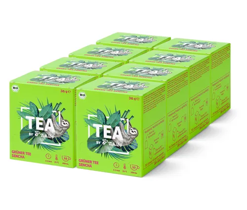 TEA by Tchibo Bio Grüner Tee Sencha - 8x 20 Teebeutel - Bio Grüner Tee mit intensiv-frischem Aroma, nachhaltig verpackt in umweltfreundlichen Materialien für ein gutes Gewissen.