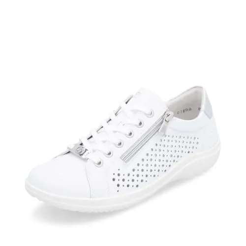 Remonte Damen Low-Top Sneaker D1E08, Frauen Halbschuhe,lose Einlage,Freizeitschuhe,Turnschuhe,Laufschuhe,Freizeit,sportlich,Weiss Kombi (80),37 EU