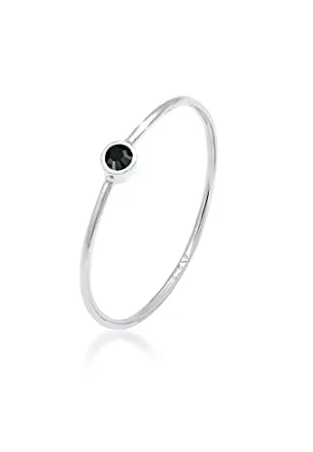 Elli Fingerring Stacking Basic Kristalle 925 Silber schwarz 56 - Eleganter Ring aus 925er Sterling Silber mit glänzenden Glaskristallen in Schwarz. Handgefertigt und perfekt für individuelles Stacking – ein Must-Have für jeden Schmuckliebhaber!