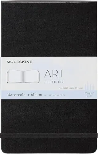 Moleskine Aquarellpapier Art Collection A5 - Schreibutensilien - Hochwertiges Aquarellbuch mit 200 g/m² Papier, ideal für alle Aquarelltechniken und kreative Projekte. Mit praktischem Gummiband und Innentasche.