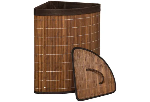 furnicato Wäschekorb Eleganter 38L x 38B x 57H cm in Braun - Eleganter Wäschekorb mit 38L Volumen, aus hochwertigem Bambus und Polyester gefertigt. Ideal für stilvolle Aufbewahrung und praktische Nutzung im Alltag.