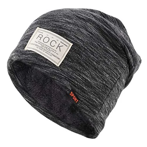 Gisdanchz Wollmütze Damen Long Beanie Herren Slouch Beanie Hipster Baumwolle Strickmütze Wollmütze Warme Fleece Krebs Dünne Oversize Coole Jogging Mütze Damen Wintermütze Herren Hat Schwarz