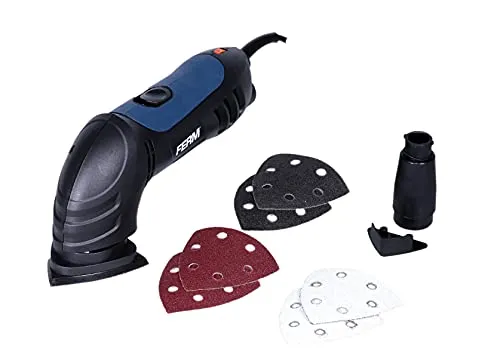 FERM Deltaschleifmaschine 280W mit Staubabsaugung - Schleifmaschine mit 280W Leistung und 6 Schleifpapieren, ideal für präzise Schleifarbeiten und saubere Ergebnisse dank integrierter Staubabsaugung.