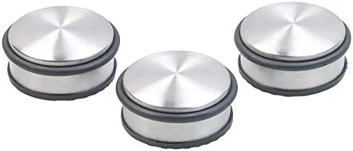 infactory Tuerstopper: 3er-Set Edelstahl-Türstopper mit Gummiring & Anti-Rutsch-Unterseite (Türstopper Boden ohne Bohren, Türfeststeller, Kindersicherung)