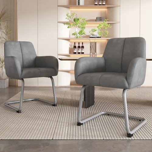 Flieks Freischwinger 2er Set Esszimmerstühle - Elegante Polsterstühle aus Kunstleder für Ihr Esszimmer. Bequeme Sitzgelegenheit im modernen Design, ideal für stilvolle Interieurs.