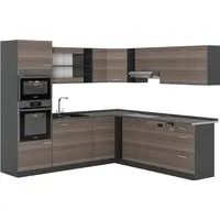Vicco Winkelküche R-Line, Edelgrau/Anthrazit, 237 x 247 cm - Moderne L-förmige Küche mit höhenverstellbaren Füßen, individuell anpassbar und ideal für kleine Räume. Schaffen Sie Ihre Traumküche mit der flexiblen R-Line!