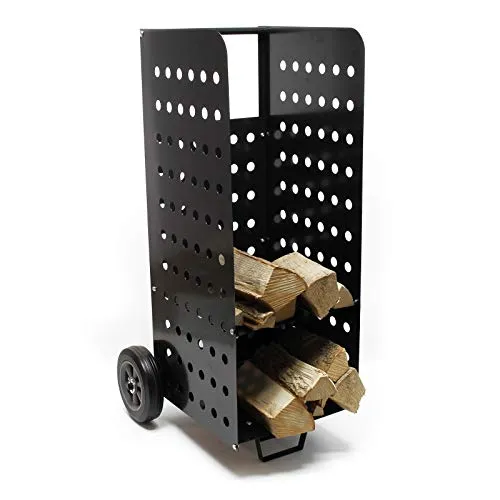 Kaminholzwagen XL - WilTec Feuerholzkorb - Langlebiger Kaminholzwagen aus robustem Aluminium, max. Traglast von 100 kg, ideal für den Innen- und Außenbereich.
