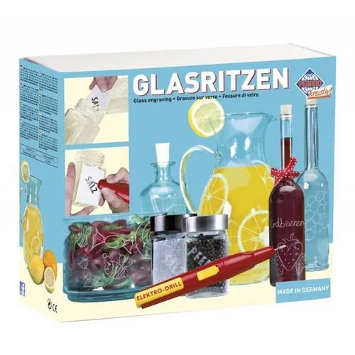 PEBARO 0357 - Glasritzen Malset mit Gravierstift - Bastelset für kreative Glasverzierungen mit umfassendem Zubehör, ideal für individuelle Geschenkideen und Deko-Artikel. Made in Germany für höchste Qualität.