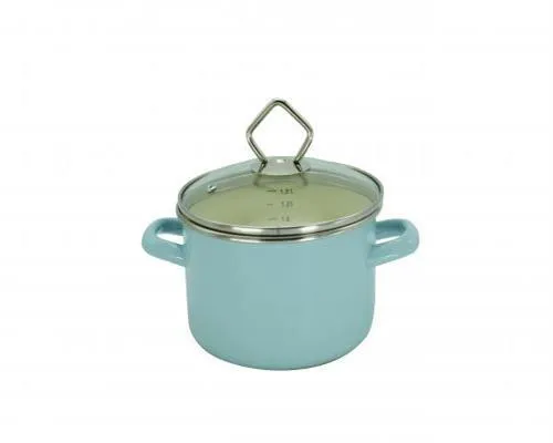 Krüger Fleischtopf Kochtopf Topf Deckel Sylt 16cm Emaille blau 4006776088415