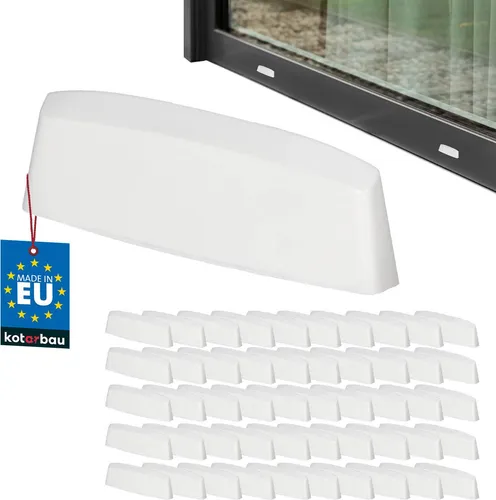 KOTARBAU® 50er Set Wasserschlitzkappen Fensterabflusslochkappen 45 mm ASA-Kunststoff Weiß Fensterentwässerung Entwässerung Fenster PVC Schutz Abdeckung