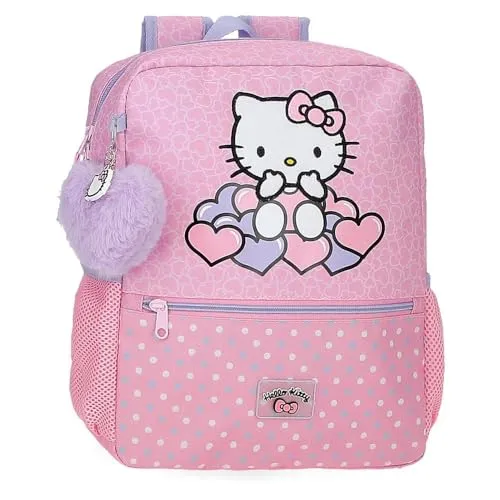Hello Kitty Hearts & Dots Schulrucksack - Schulranzen mit anpassbarem Trolley-System, ergonomischen Schultergurten und viel Stauraum für Schule und Freizeit.