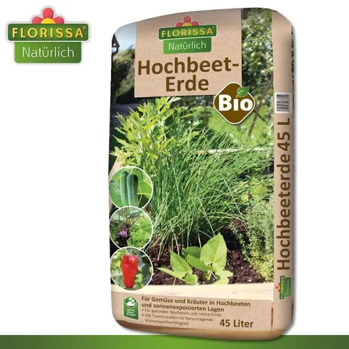 Florissa 45 l Hochbeeterde Bio Hochwertige Torferde für Hochbeet und Sonnenlage
