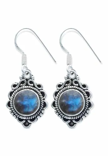 Ausgefallene Ohrringe aus 925 Silber mit Labradorit von mantraroma