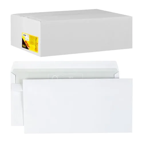 Idena Briefumschläge 10222, selbstklebend, DIN lang, 1000 Stück - Standard-Briefumschläge in DIN lang Format, ohne Fenster, mit praktischem Selbstklebeverschluss und grauem Innendruck für optimalen Schutz. Ideal für den täglichen Gebrauch.