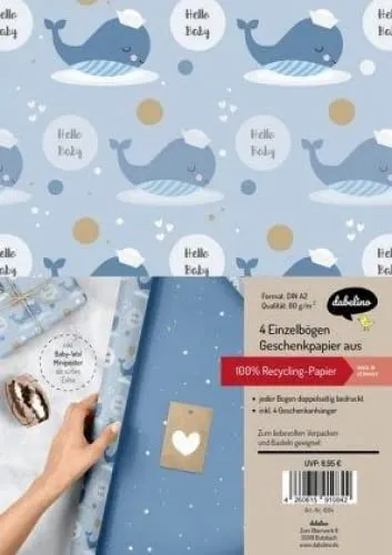 Geschenkpapier-Set zur Geburt für Baby-Jungen: Motiv