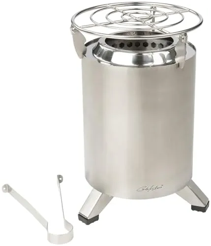 Carlo Milano Campingkocher: Raucharme Outdoor-Tisch- & Boden-Feuerstelle, Edelstahl, 18x18x25 cm (Holzofen, Raketenofen, Infrarotstrahler)