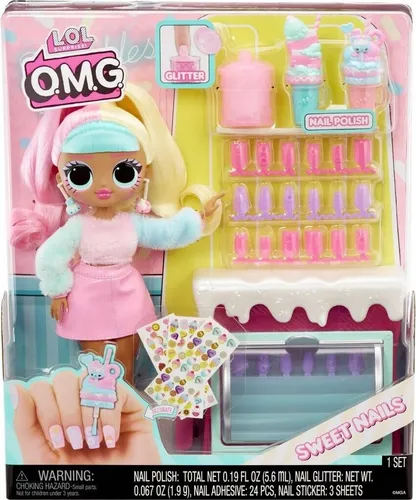 L.O.L. SURPRISE! Anziehpuppe - O.M.G. Sweet Nails Candylicious, 25 cm groß mit 20 Überraschungen und funkelndem Zubehör für kreativen Spielspaß ab 4 Jahren