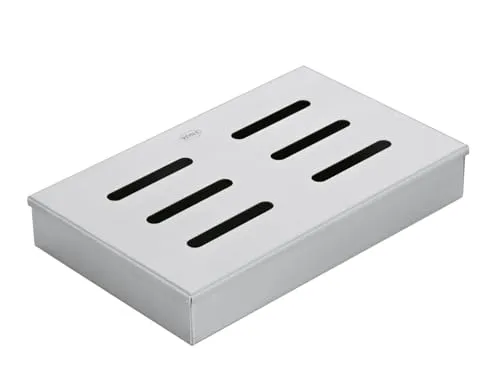 RÖSLE Räucherbox, Hochwertiger Smokerbox für aromatischer Rauchgeschmack im Fleisch, Räuchern auf Gas- und Holzkohlegrills, Edelstahl 18/10, Silber