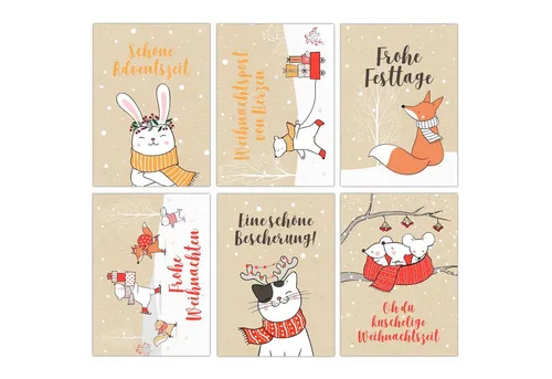 PAPIERDRACHEN Weihnachtskarte Weihnachtskartenset - liebevoll gestaltete Postkarten zu Weihnachten