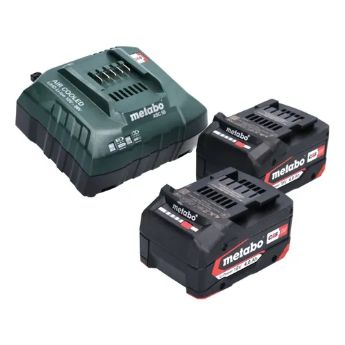 Metabo Basis Set 2x Li-Power Akkupack 18 V 4,0 Ah CAS - Elektrowerkzeug-Akkus mit 4 Ah Kapazität, ideal für langlebige Energieversorgung und schnelle Ladezeiten dank ASC 55 Ladegerät.