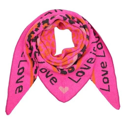 MIRROSI Dreieckstuch Damen – Kuscheliger Dreiecksschal 190x80 cm im Leo-Leopard Muster, Trendiges LEO-Design, Weich & Wärmend (Love is Love: Pink)