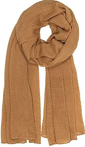 Caspar SC509 eleganter Damen Schal mit Streifen Webmuster, Farbe:camel, Größe:One Size