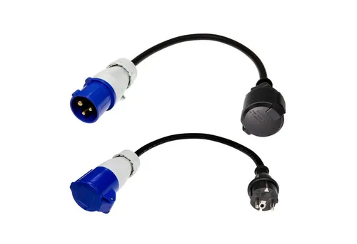 feletec 2x CEE-Stecker auf Schuko-Kupplung Schuko-Stecker auf CEE-Steckdose CEE-Adapterkabel