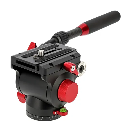 JUSINO Kugelkopf PH-60 II - Fluid-Videoneiger mit variablem Führungshebel - Stative: Hochwertiger Aluminium Fluid-Videoneiger mit 10kg Tragkraft, 360° Schwenkfunktion und stufenlos verstellbarem Führungshebel für reibungslose Kamerasteuerung.