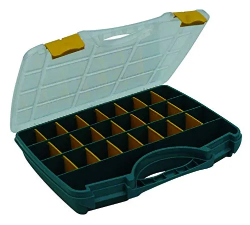 Gerlon Werkzeugkoffer mit 21 herausnehmbaren Trennwänden, 4 bis 25 Fächern, 312 x 238 x 51 mm