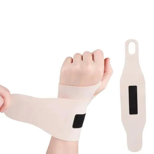 Nokwocy Handgelenkbandagen, geeignet für Handgelenkschmerzen durch lange Arbeitszeiten, Karpaltunnel Handgelenkbandage Nacht Unterstützung, einfach zu tragen, angepasst(2-Pack) (Beige)