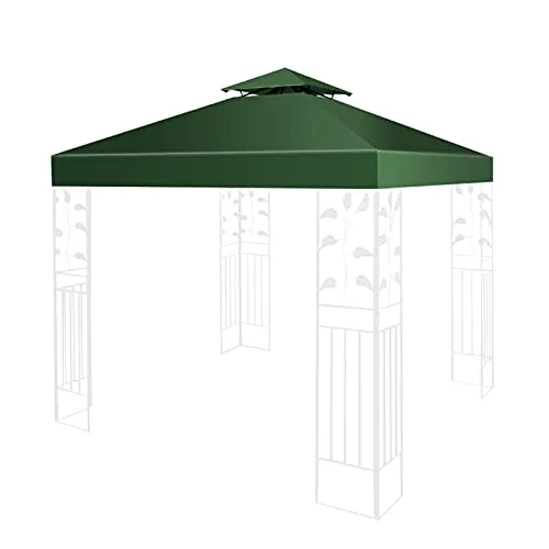 DREAMADE Pavilliondach 3x3M, Pavillion Ersatzdach, Dachbezug Dachplane für Pavillion, Pavillionplane Pavillionersatzdach Ersatz, Modell 2: Doppeldach, Mehrfarbenwahl (Dunkelgrün)