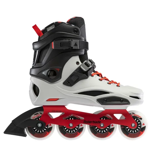 Rollerblade Inline Skates RB Pro X - Grau/Rot, Größe 45,5 - Cruiserboards mit anatomisch geformtem Liner für optimalen Halt und Komfort, perfekt für alle Skating-Abenteuer und schnelle Fahrten.