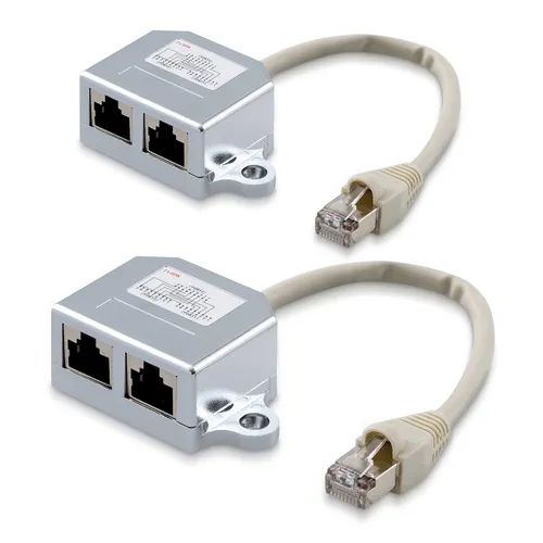2in1 Set Netzwerkkabel Splitter ISDN Anschluss Doppler Port Adapter T-Adapter
