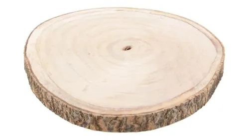 NaDeco Paulownia-Holzscheibe in vielen Größen zur Auswahl | Große Baumscheiben | Holzteller | Baumstamm- Scheiben | Holzscheibe zur Dekoration | Natürlicher Tortenteller, Größe:ca. 40x40 cm