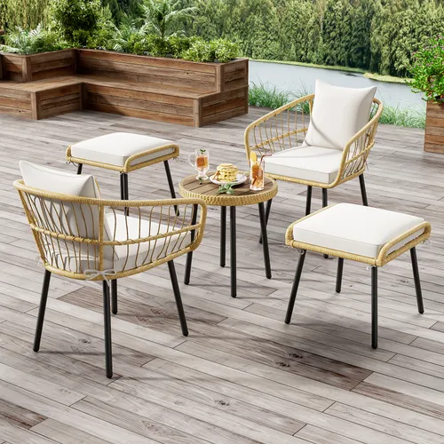 okwish 5-teiliges Garten-Lounge-Set aus Rattan