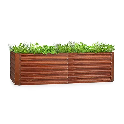 blumfeldt Hochbeet Rust Grow - Hochbeet aus Metall für den Garten - Hochbeet aus verzinktem Stahl-Wellblech, ideal für Gemüse und Kräuter. Rückenschonendes Gärtnern, höhere Erträge und Schutz vor Ungeziefer.