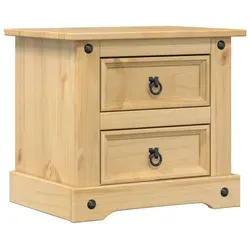 vidaXL Nachttisch Corona aus Kiefernholz, 53x39x50 cm - Stylischer Nachttisch aus massivem Kiefernholz mit 2 praktischen Schubladen für optimalen Stauraum. Pflegeleicht und robust, ideal für Schlafzimmer und Wohnzimmer.