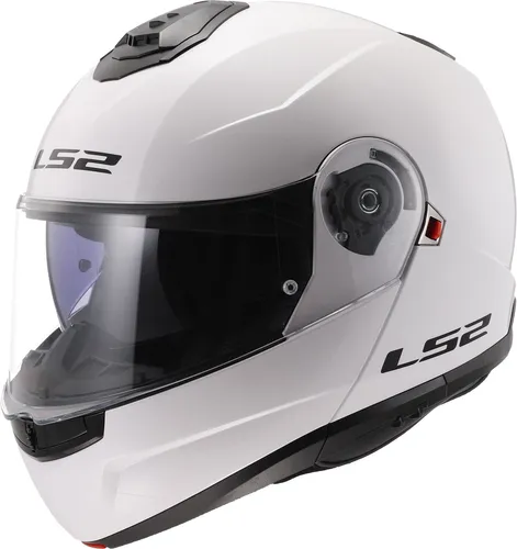 LS2 Strobe II Modularer Motorradhelm in Gloss White, XL - Modularer Motorradhelm aus leichtem KPA-Polycarbonat, UV- und kratzfester Sonnenschutz, ideal für Sicherheit und Komfort beim Fahren.