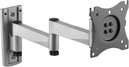 RICOO Schwenkbare und Neigbare Monitor Wandhalterung für 13-27 Zoll - Arme für Computermonitore, flexibel einstellbar mit bis zu 180 Grad Schwenkbereich und hoher Belastbarkeit bis 15kg, ideal für Curved und Flachbildschirme.