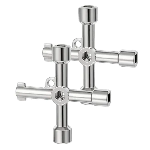 NYTGAH 2 Stück Vierkantschlüssel Wasserhahn,Dreikantschlüssel für Absperrpfosten,Multifunktionale Cross Key,Schaltschrankschlüssel,für Elektrische Wasser Gas Meter Box Schrank Öffnen Schlüssel