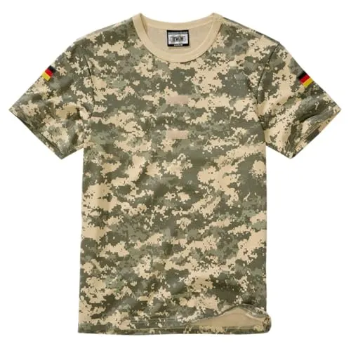 BWuM Bundeswehr Tropenshirt Camouflage mit Flaggen & Klett, Größe:5 (M), Farbe:AT-Digital
