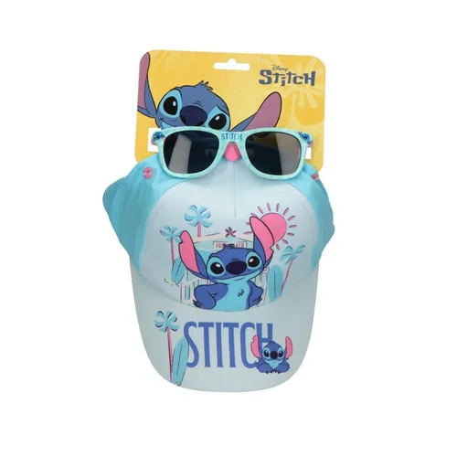 Disney Lilo & Stitch Kinder Cap Set mit Sonnenbrille Blau