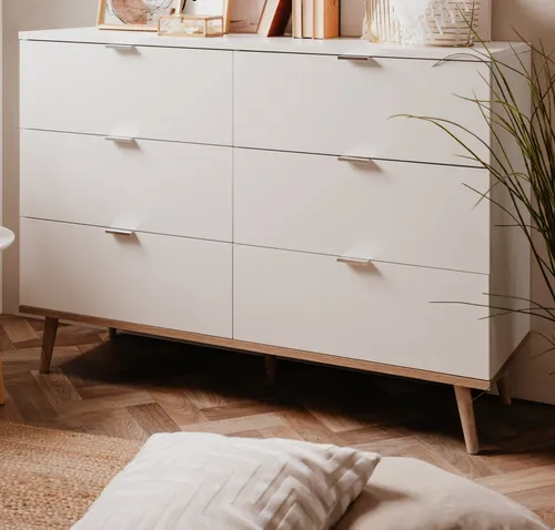 Furn.Design Kommode weiß matt, Eiche 120 cm