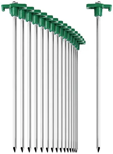 com-four® 16x Zelt-Heringe aus Stahl 250mm x Ø 7mm - Lange und robuste Erdnägel mit Halterung aus Kunststoff - Felsboden-Hering für Camping und Outdoor - ideal für normalen und harten Boden