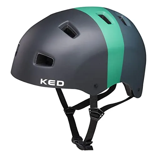 KED Unisex Jugend 5forty Fahrradhelm, Black Green matt, L (57-62 cm)