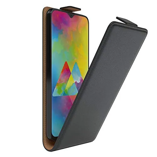 EAZY CASE Hülle kompatibel mit Samsung Galaxy M20 Flip Cover zum Aufklappen, Handyhülle aufklappbar, Schutzhülle, Flipcover, Flipcase, Flipstyle Case vertikal klappbar, aus Kunstleder, Schwarz