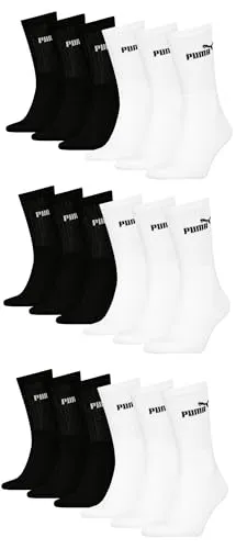 PUMA Unisex Crew Tennissocken 18 Paar - weiß/schwarz - Hochwertige Unisex Socken von PUMA, ideal für Sport und Freizeit. Gepolsterte Sohle sorgt für zusätzlichen Komfort. Atmungsaktiv und langlebig, perfekt für aktive Tage.