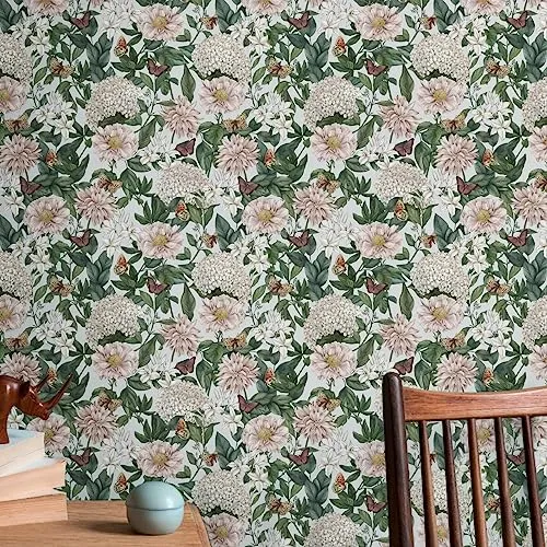 Hellgrau Weiß Vliestapete Dschungel - 10,05 m x 0,53 m - Stilvolle florale Vliestapete für Wohnzimmer und Schlafzimmer, nachhaltig produziert und einfach anzubringen. Verwandeln Sie Ihre Wände in echte Eyecatcher!