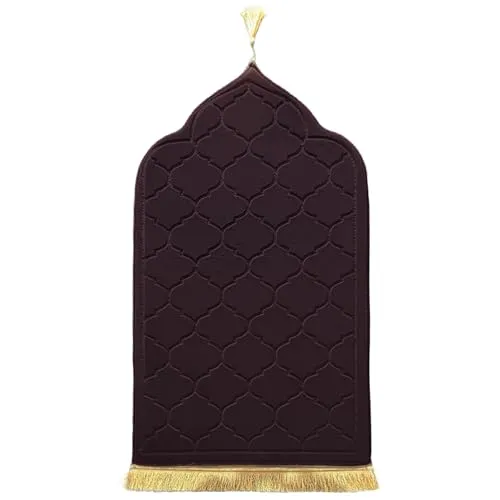 LAVAMOND Gepolstert Gebetsteppich Türkischer Stil Seccade Weich Prayer Mat für Eid Reisen Ramadan Islamischer Muslimische Matte Muslim Gebets Beten Teppich Herren Damen-Teppich Dicker Stoff(DarkBrown)